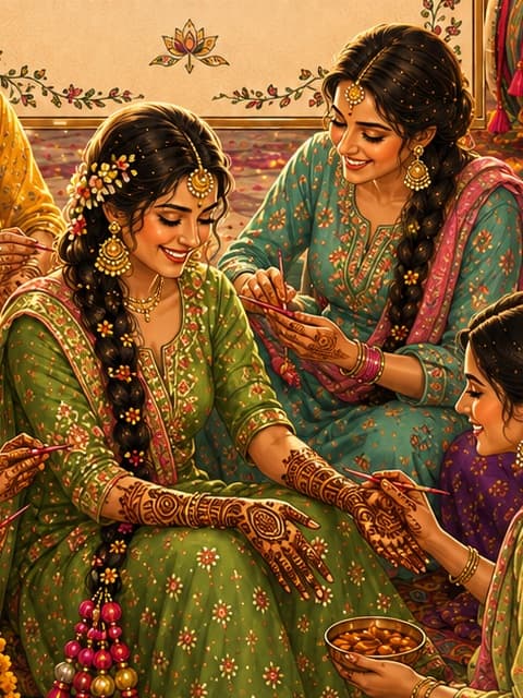 Mehndi with family, from our invitation