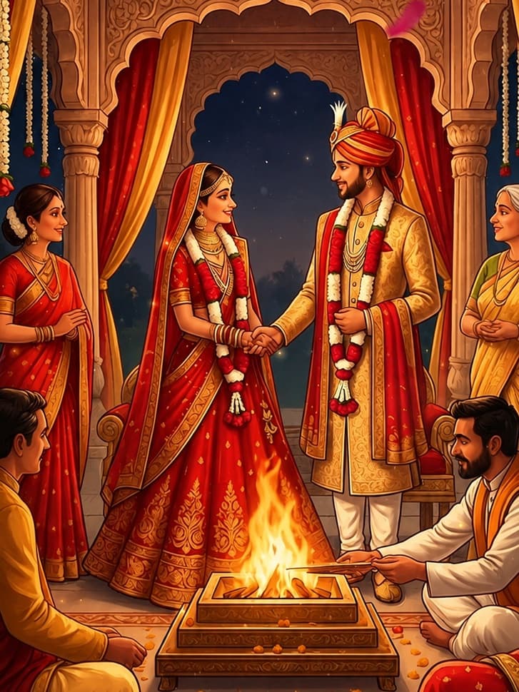 The pheras at the mandap, from our invitation